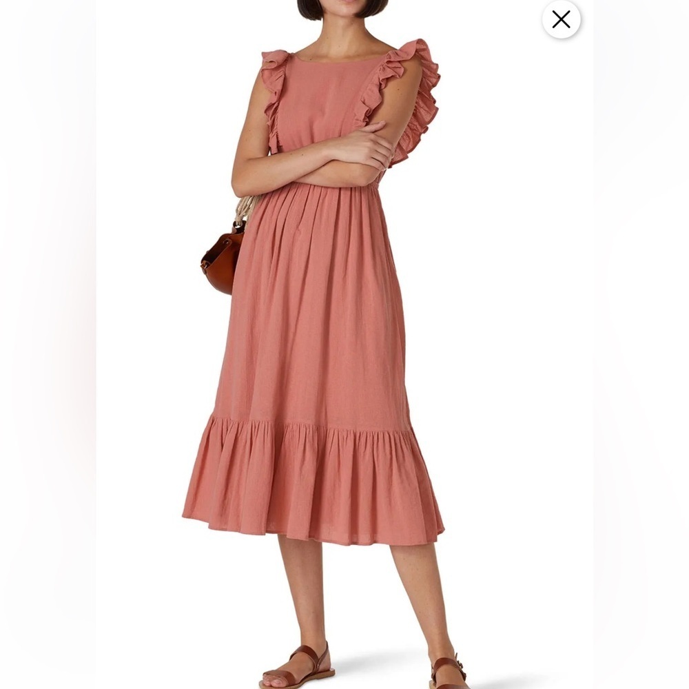 ba&sh Pink Ruffle Midi Dress - Picture 2 of 10